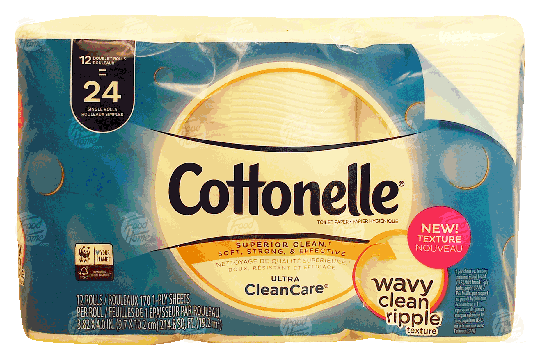 Cottonelle Ultra Clean Care bath tissue, 170 1-ply sheets, double rolls Full-Size Picture